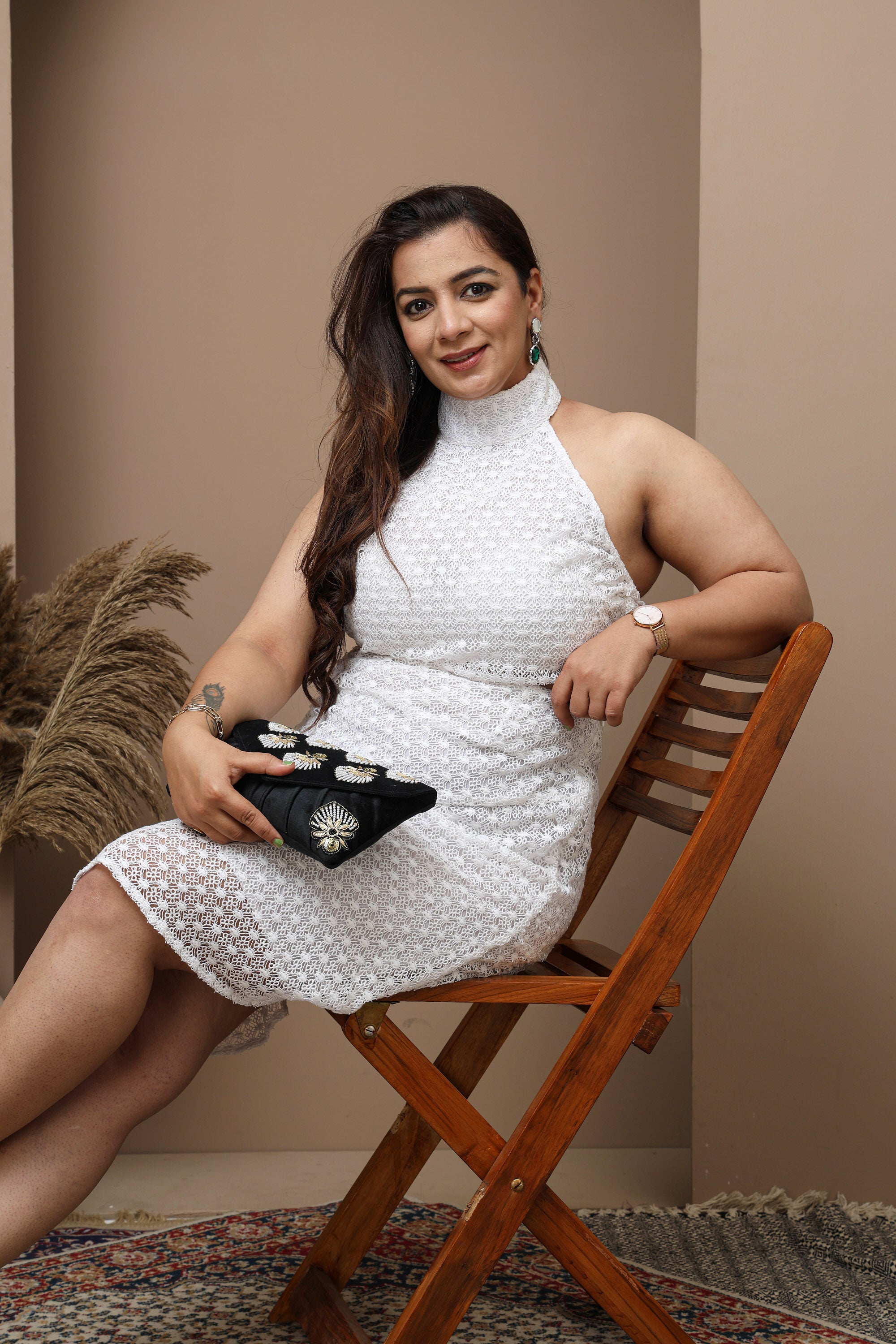 Neutral Crochet Halter-Neck & Skirt Set – Lightweight Summer Co-Ord