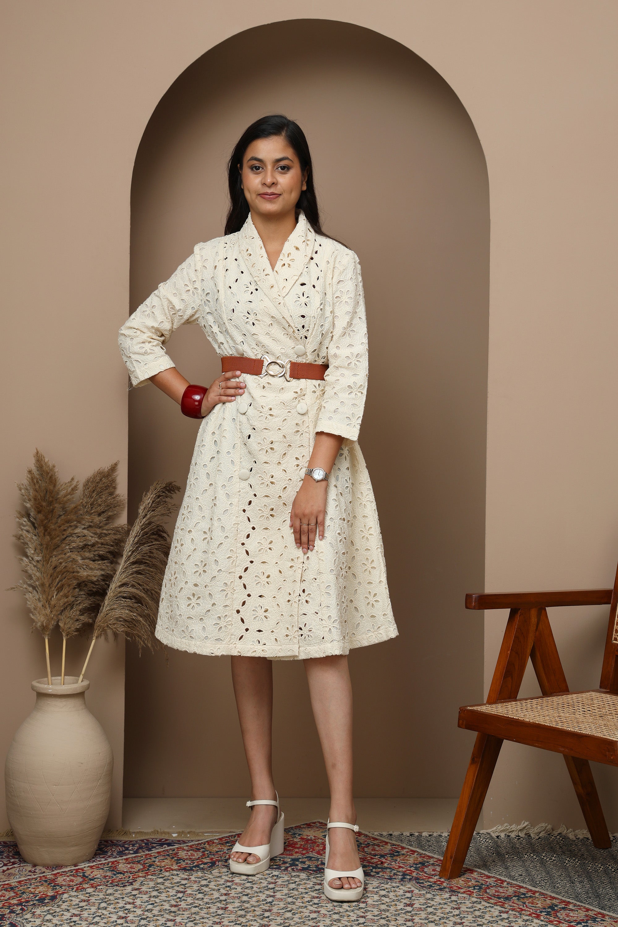 Hakoba Kora Cotton Blazer-Style Dress for Women