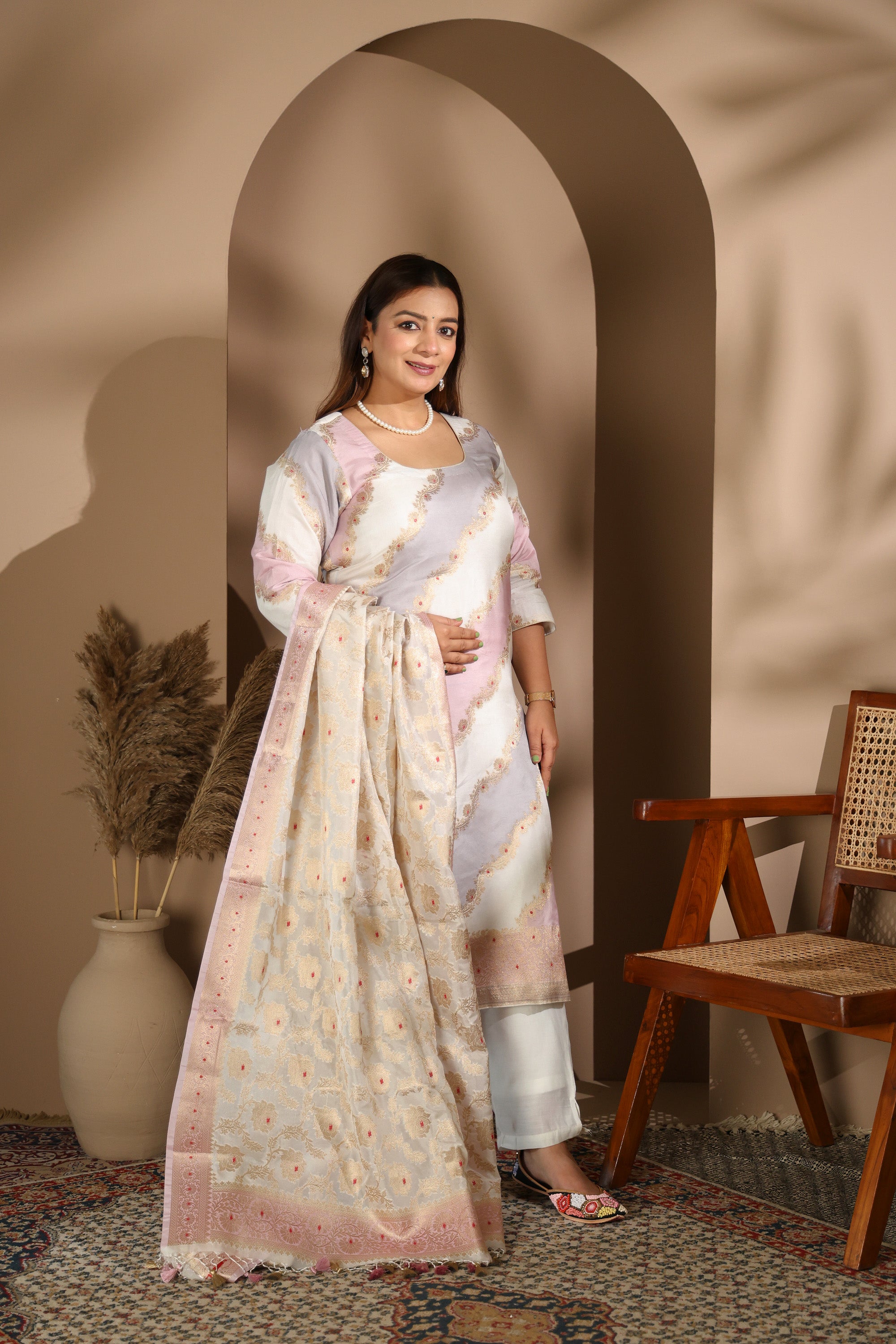 Elegant Pastel Banarasi Suit Set