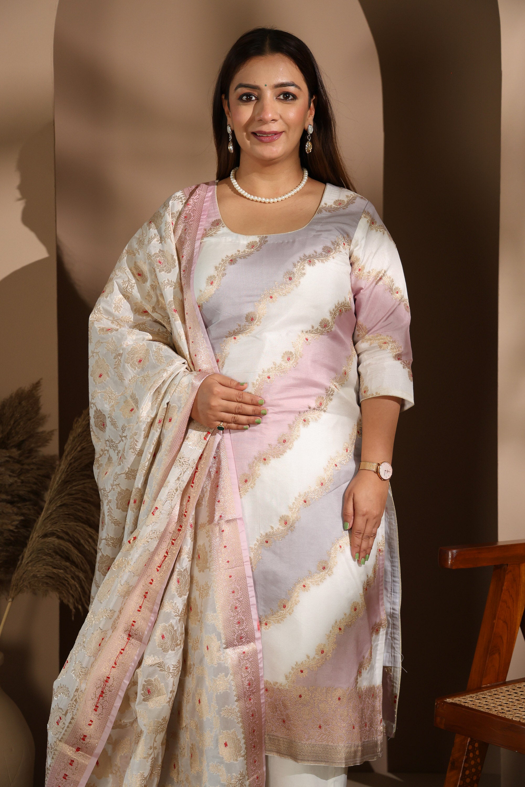 Elegant Pastel Banarasi Suit Set