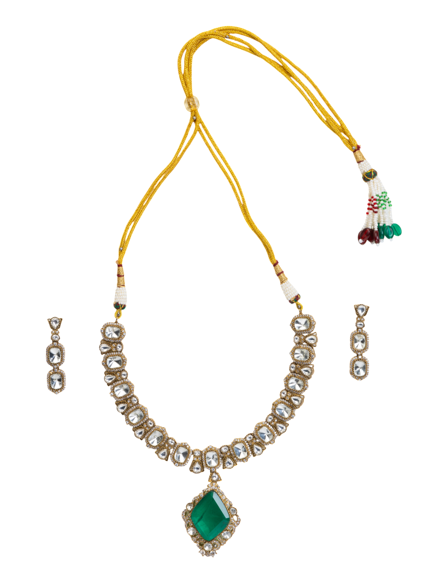 Antique Gold Green Bridal Set