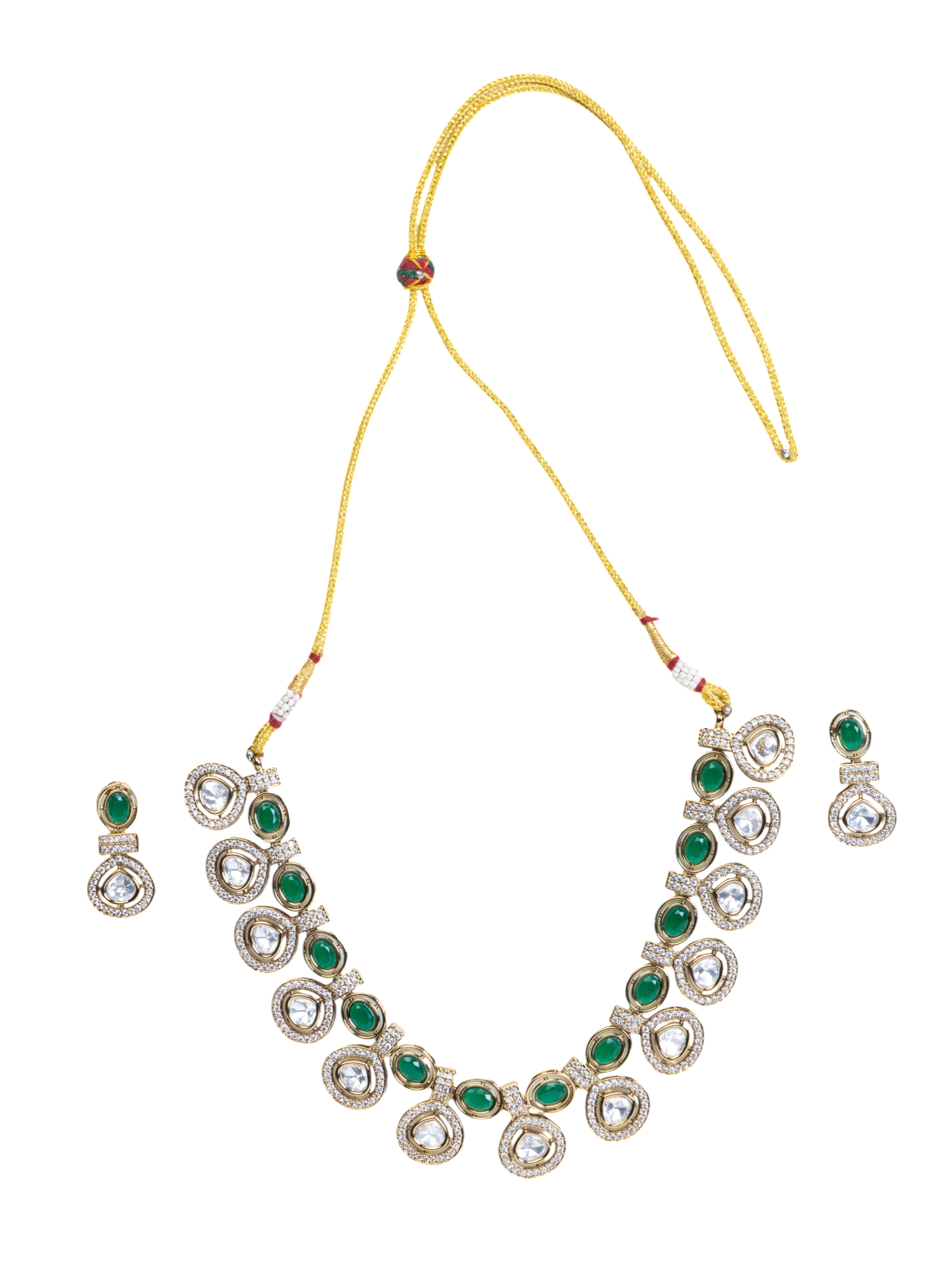 Green & White Kundan Set