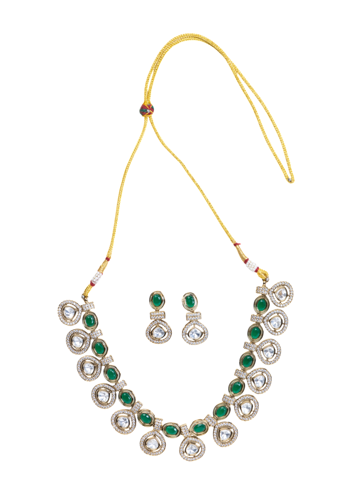 Green & White Kundan Set