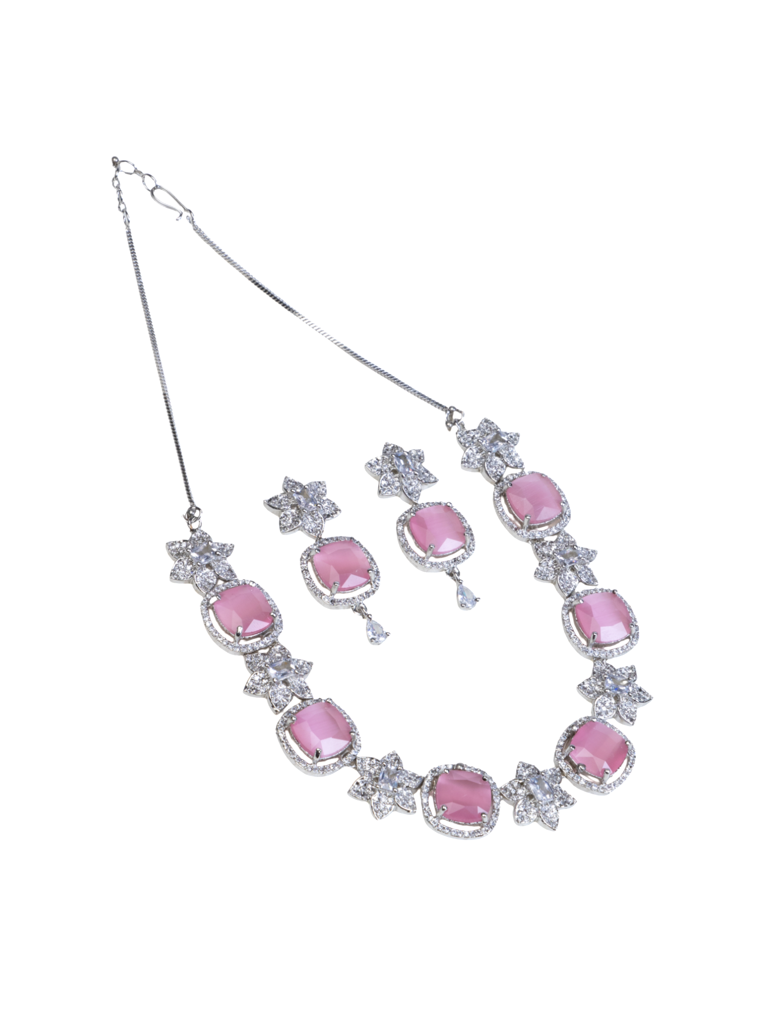 Blush Pink AD Necklace Set