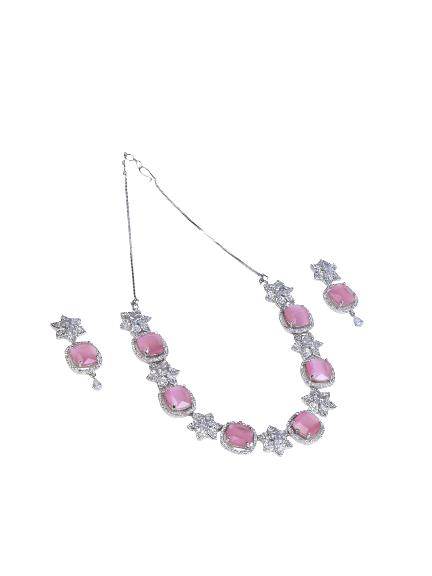 Blush Pink AD Necklace Set