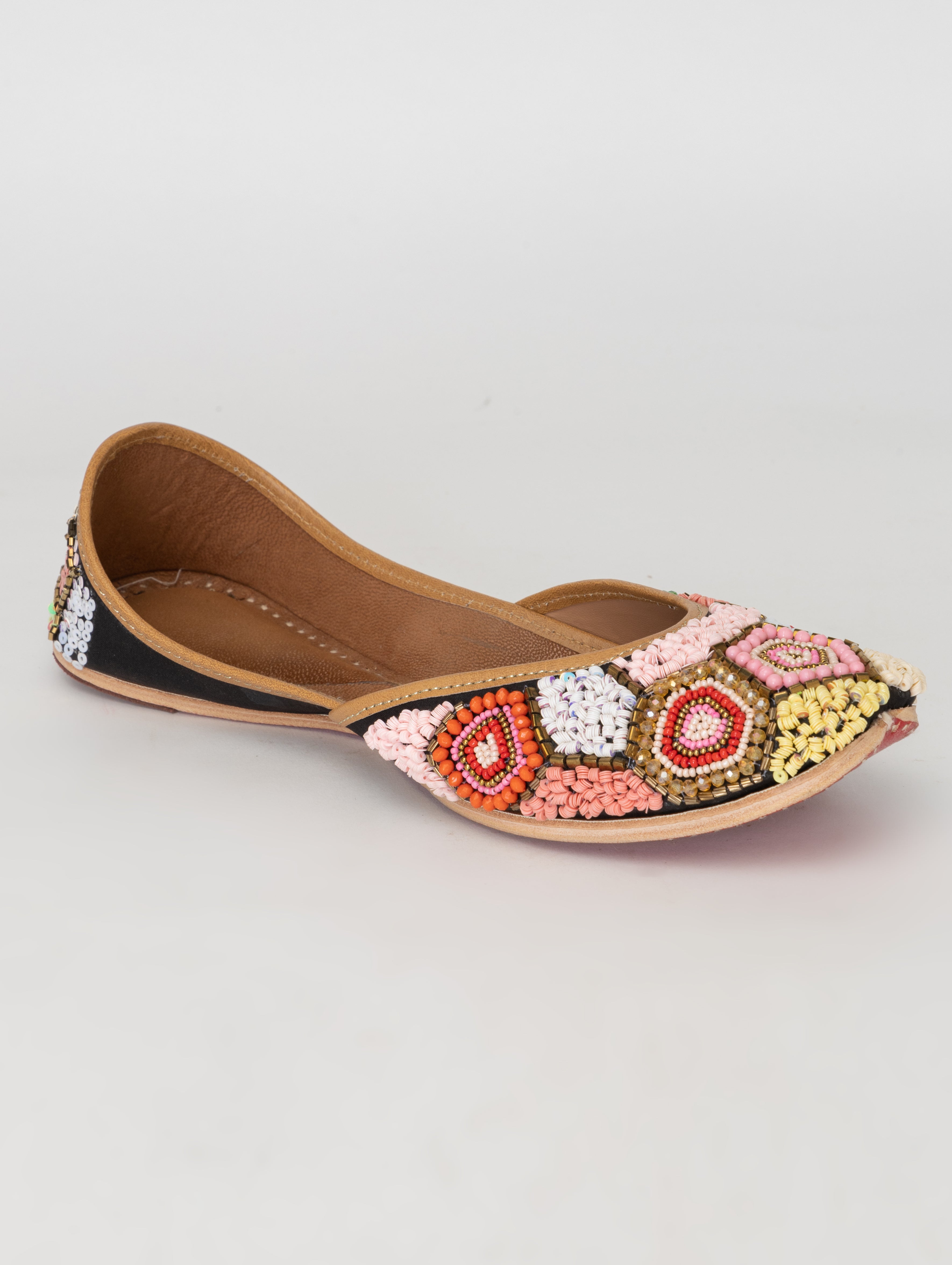 Black Beaded Juttis – Handcrafted Traditional Slip-Ons