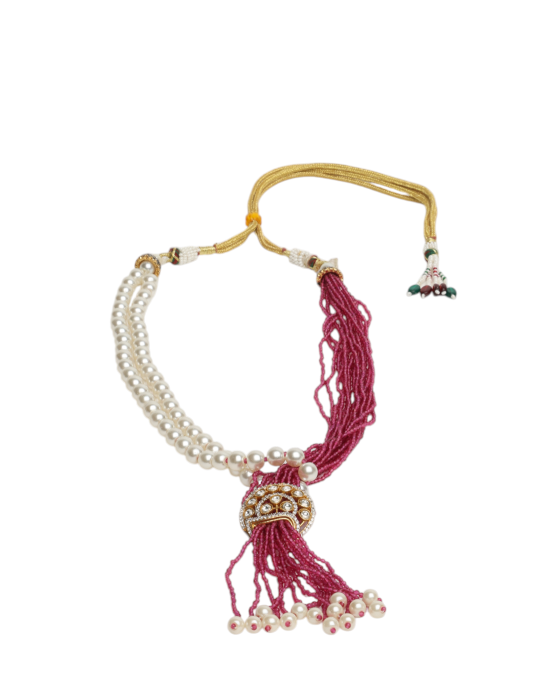 Pearl & Magenta Beaded Necklace