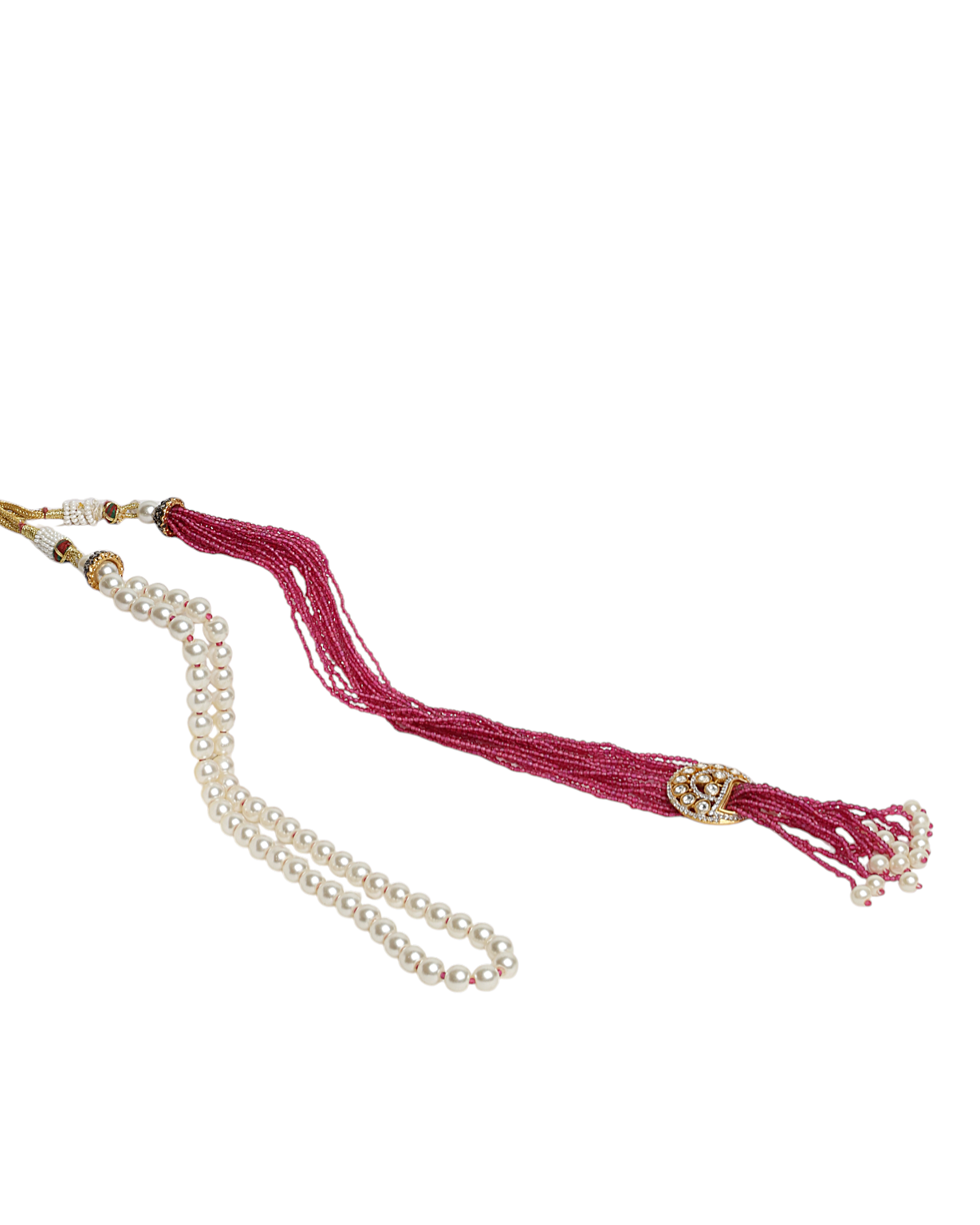 Pearl & Magenta Beaded Necklace